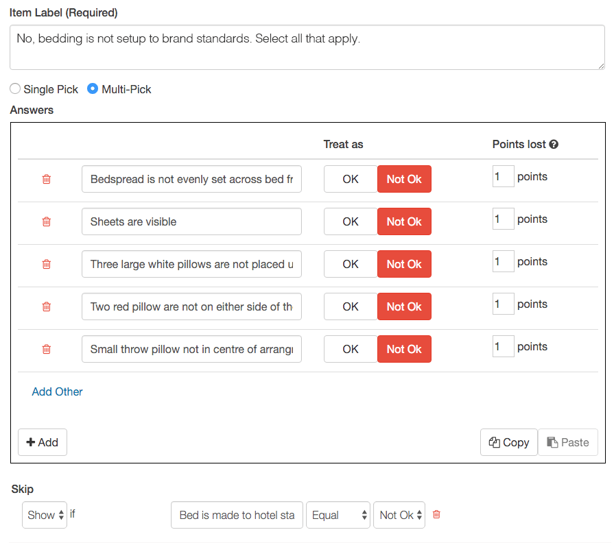 Multipick and Skip Logic